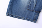 CLP Retro Multi-Pocket Knee-Length Denim Shorts