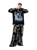 ERISSTOFF Washed Full-Print Wide-Leg Jeans