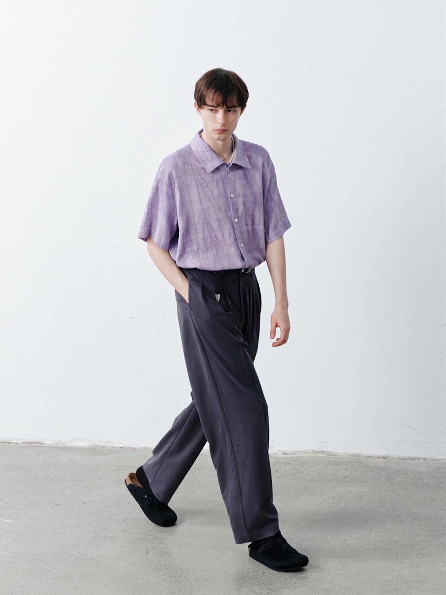 GRAINMUSTARD Crinkled Linen-Cotton Half Shirt