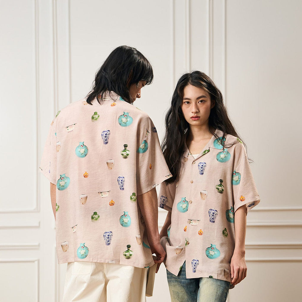 EPIC POETRY Porcelain Full-Print Half Shirt