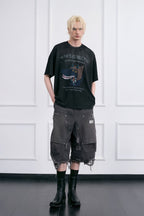 FACEONLAB Punk Graffiti Diamond Distressed T-Shirt