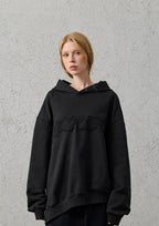 ORGANIC EMOTION Asymmetrical Hem LOGO Embroidered Hoodie