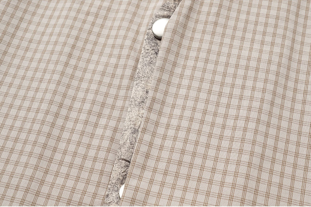 ALVNG AR ANTS Asymmetrical Snap Placket Mini Check Half Shirt