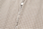 ALVNG AR ANTS Asymmetrical Snap Placket Mini Check Half Shirt