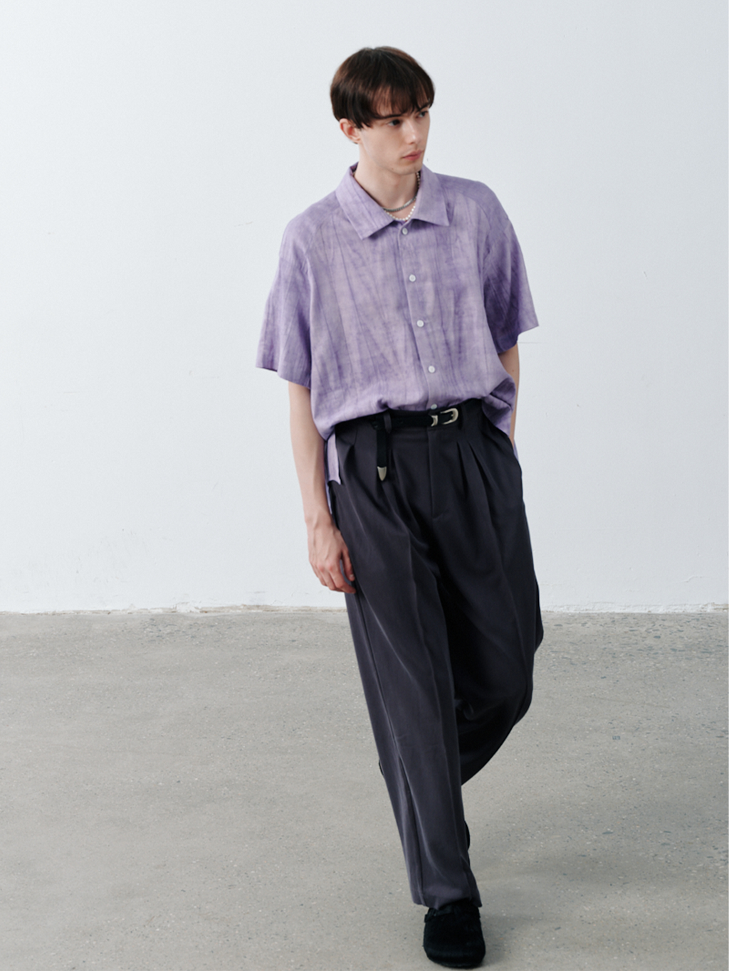 GRAINMUSTARD Crinkled Linen-Cotton Half Shirt