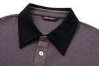 ALVNG AR ANTS Contrast Collar Waffle Knit Polo Shirt