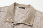 ALVNG AR ANTS Asymmetrical Snap Placket Mini Check Half Shirt