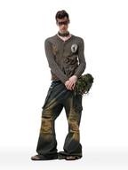 CYCYCY Distressed Big-Pocket Flared Jeans