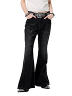 ERISSTOFF Washed Lace-Up Flared Jeans