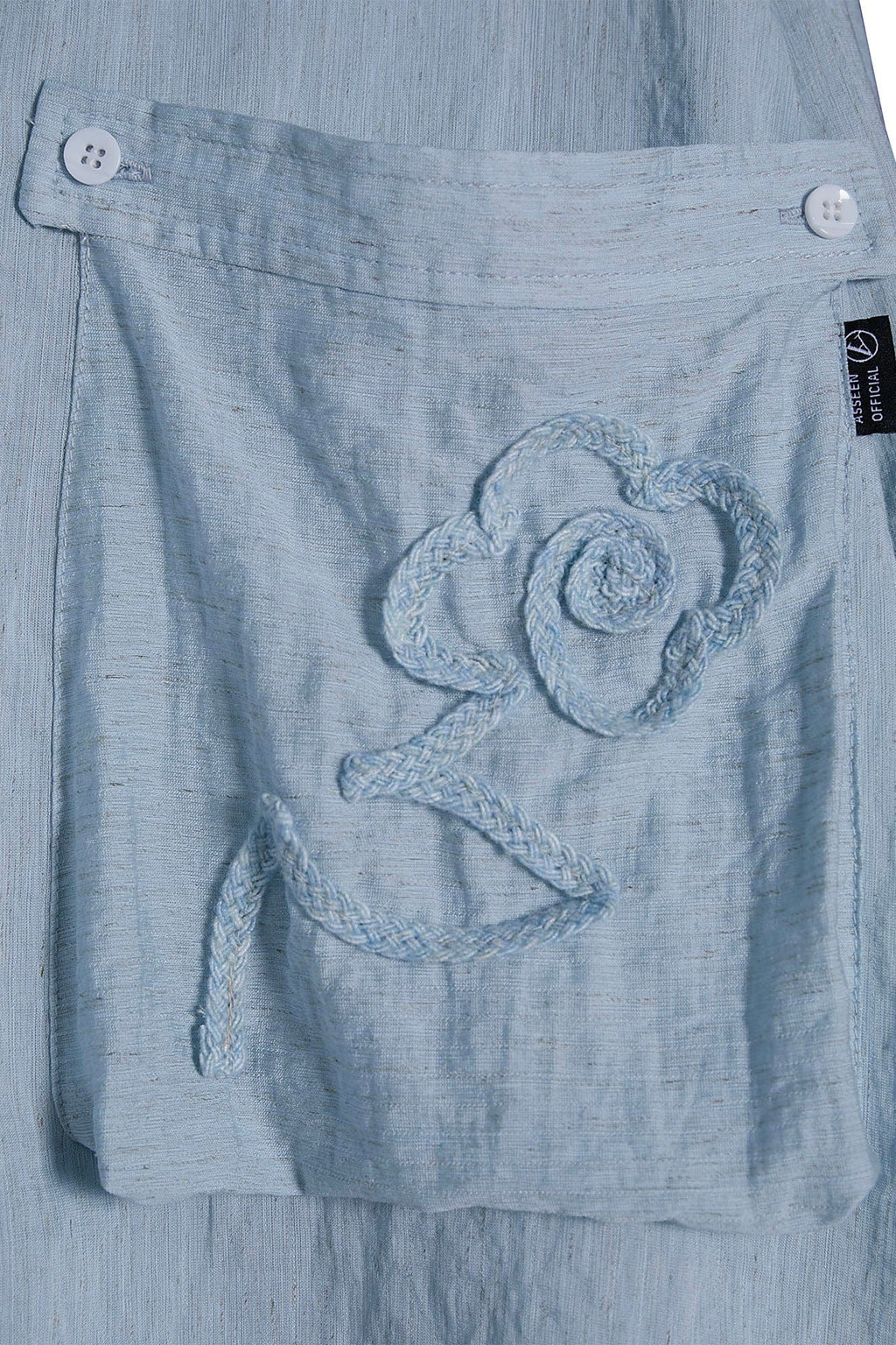 ASSEEN Rose Embroidered Pocket Linen-Blended Overshirt
