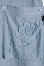 ASSEEN Rose Embroidered Pocket Linen-Blended Overshirt