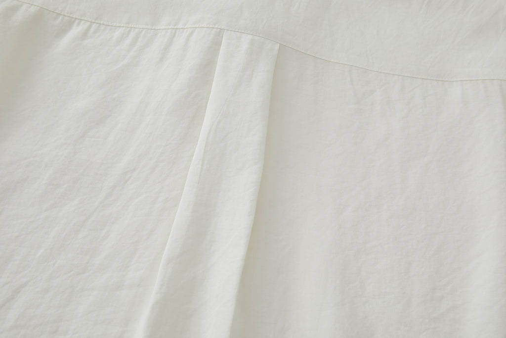 OPICLOTH Retro Pintuck Ruffle Modal Blend Half Shirt