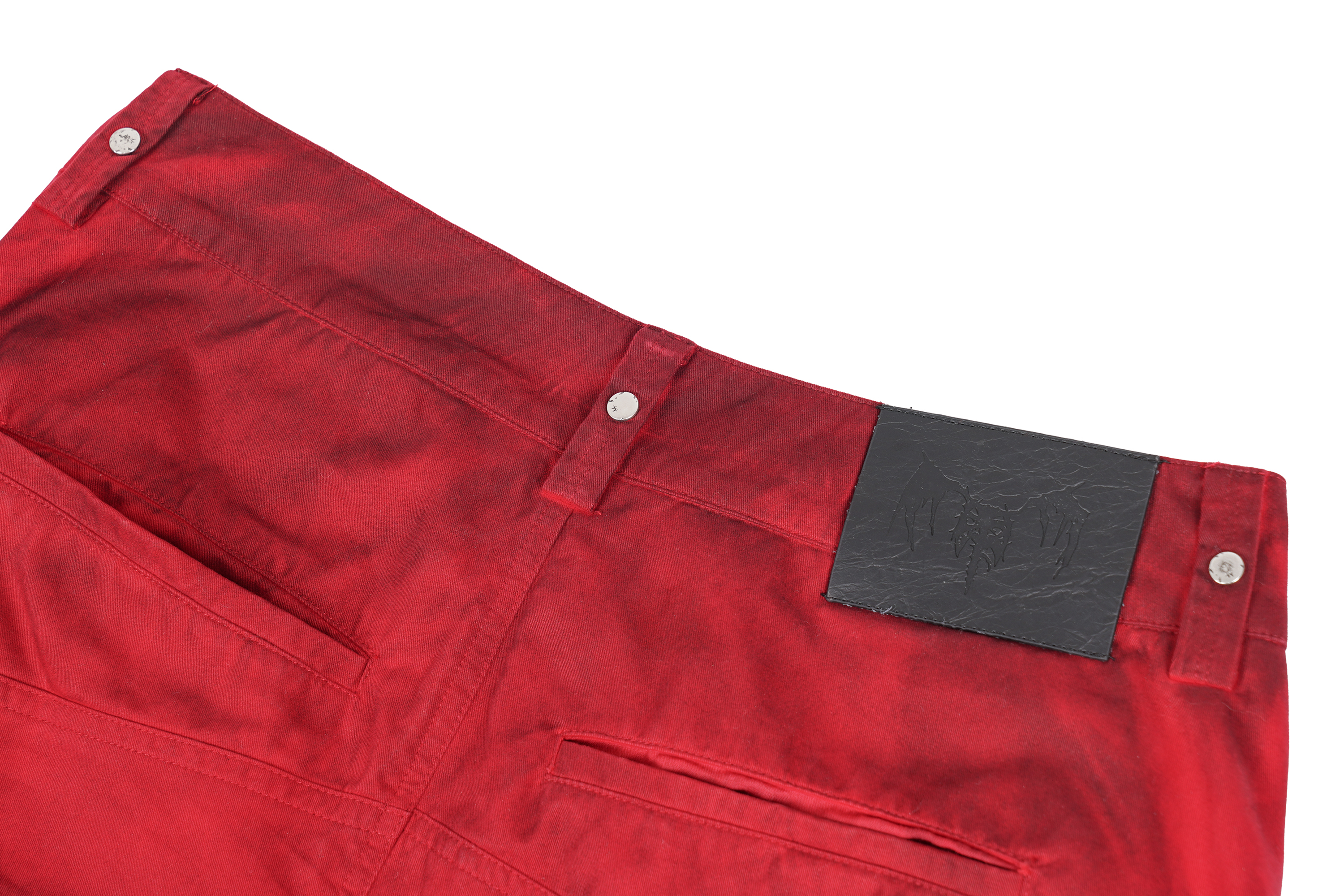 UNDERWATER Burnt Red Dirty-Dyed Moleskin Cargo Pants