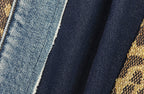 FACEONLAB Leopard Panel Distressed Straight-Leg Jeans