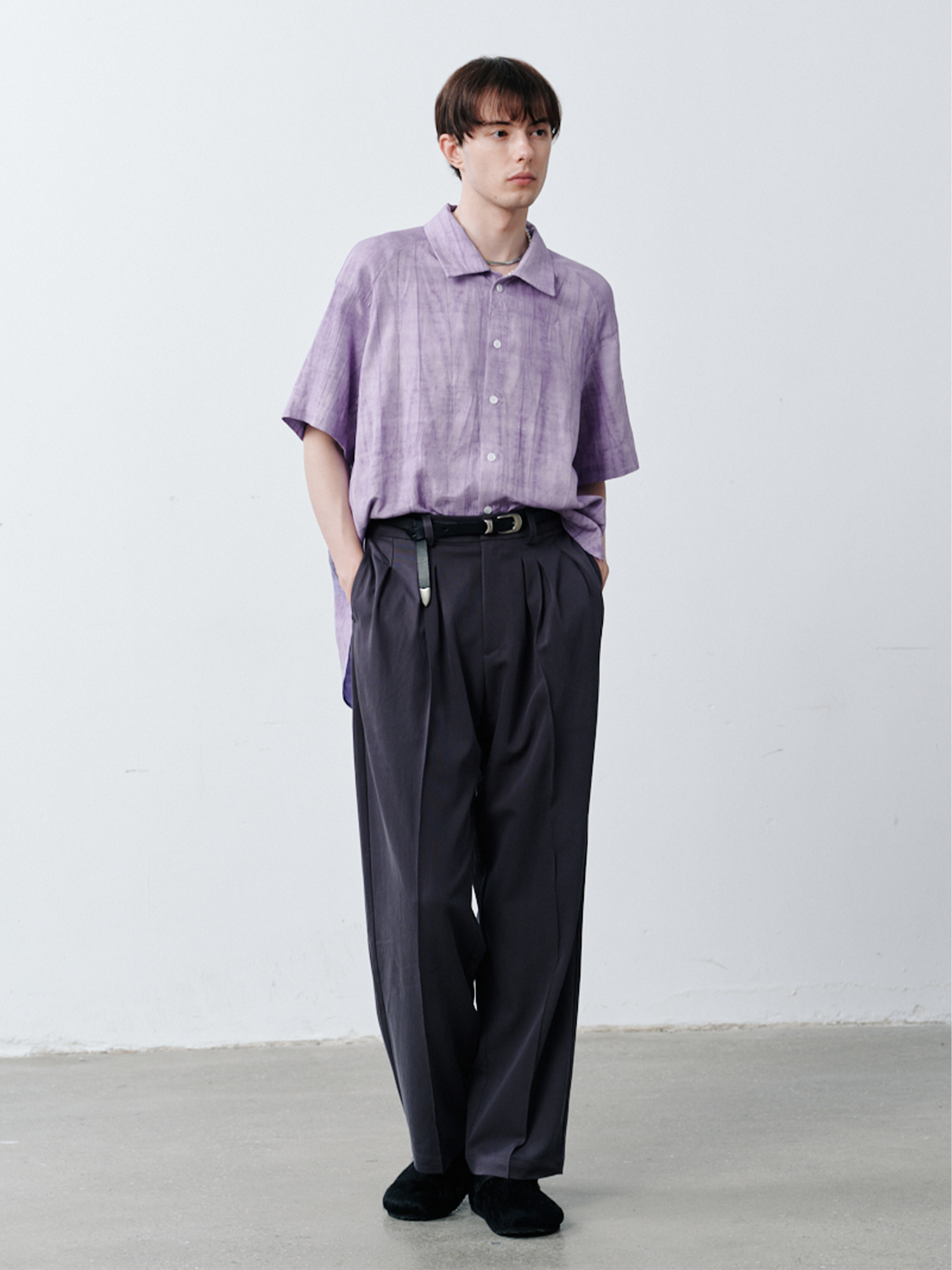 GRAINMUSTARD Crinkled Linen-Cotton Half Shirt