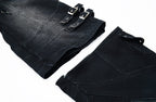 MOGONGSHE Detachable Drape-Strap Washed Jeans