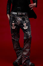 CYCYCY Full-Print Script Flared Jeans