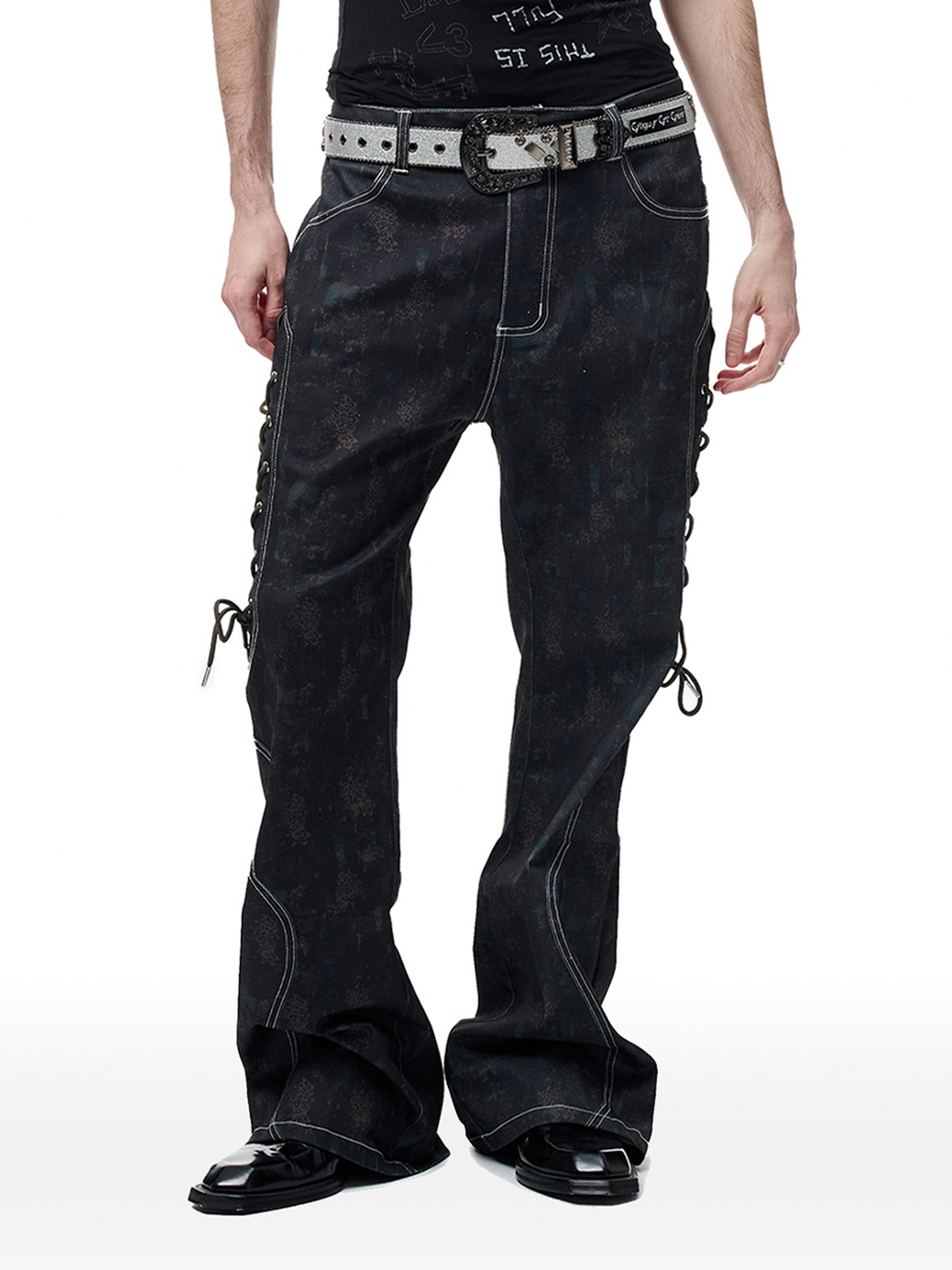 CYCYCY Wasteland Leopard Drawcord Flared Jeans