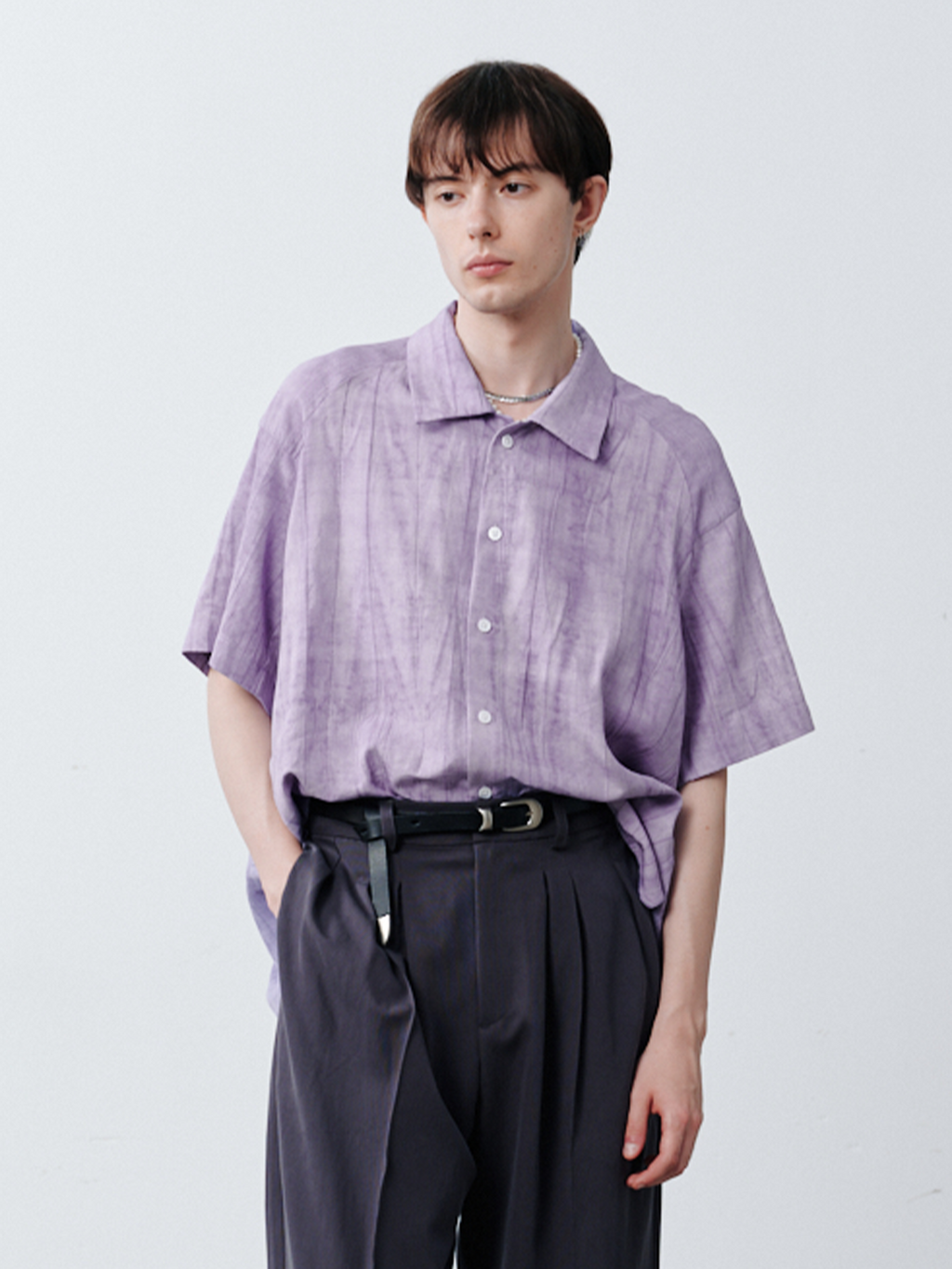 GRAINMUSTARD Crinkled Linen-Cotton Half Shirt