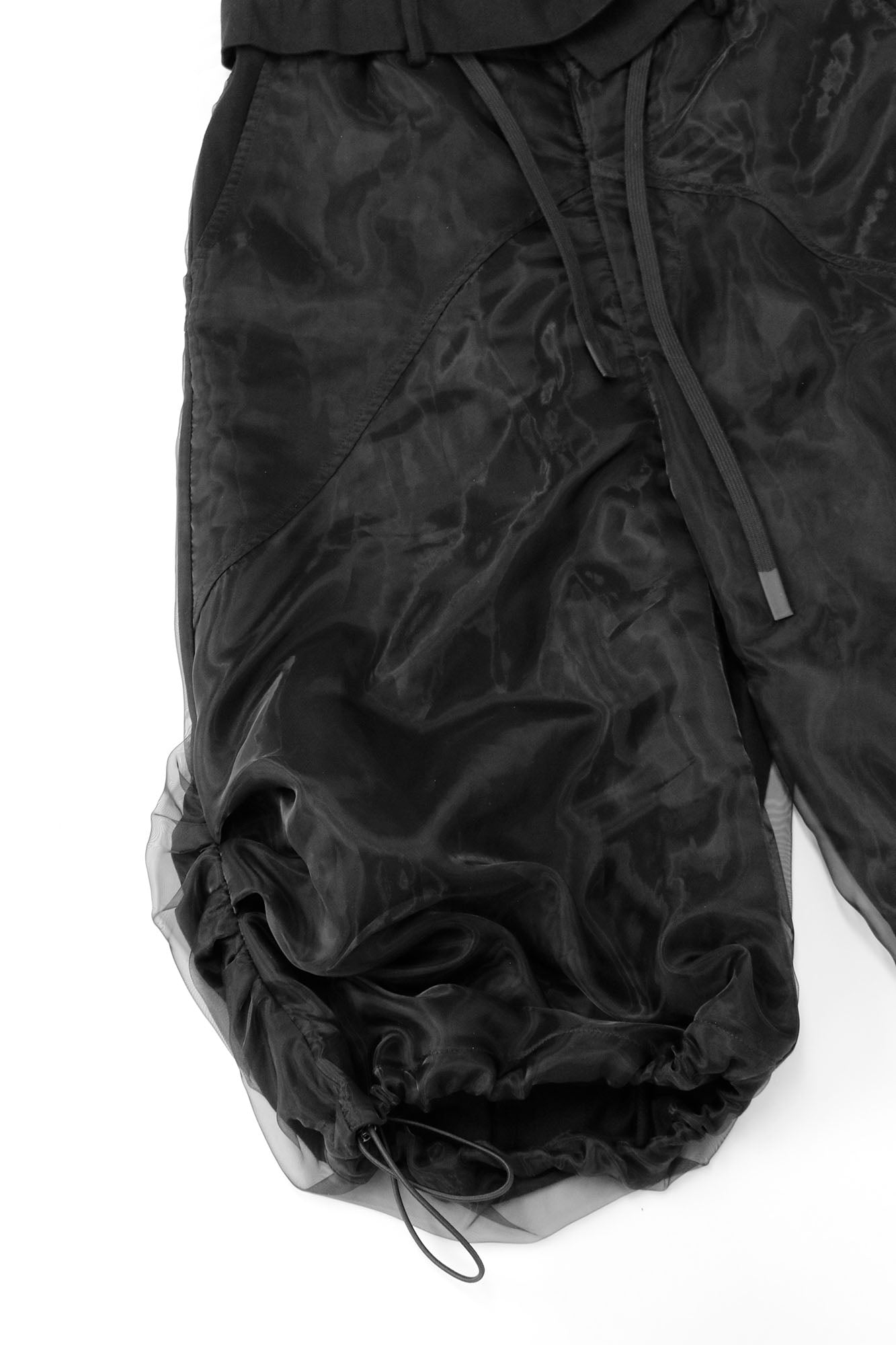 RELABEL Detachable Drape Ruched Oversized Shorts Black
