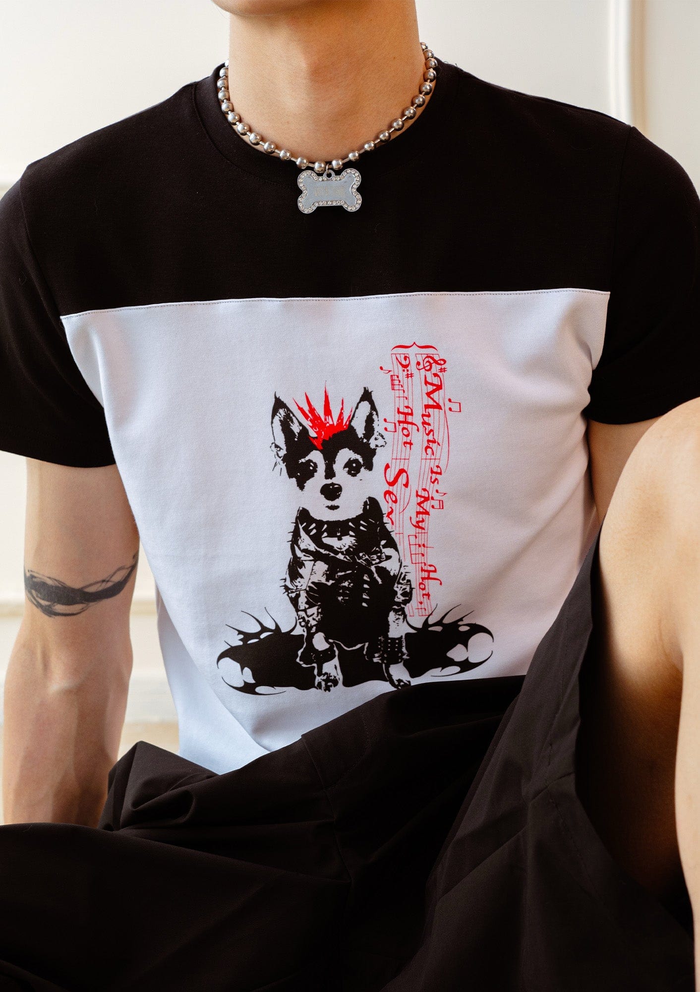 KADAKADA Punk Pup Graphic Spliced T-Shirt