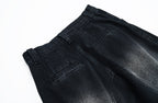 MOGONGSHE Detachable Drape-Strap Washed Jeans