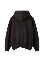 ORGANIC EMOTION Asymmetrical Hem LOGO Embroidered Hoodie