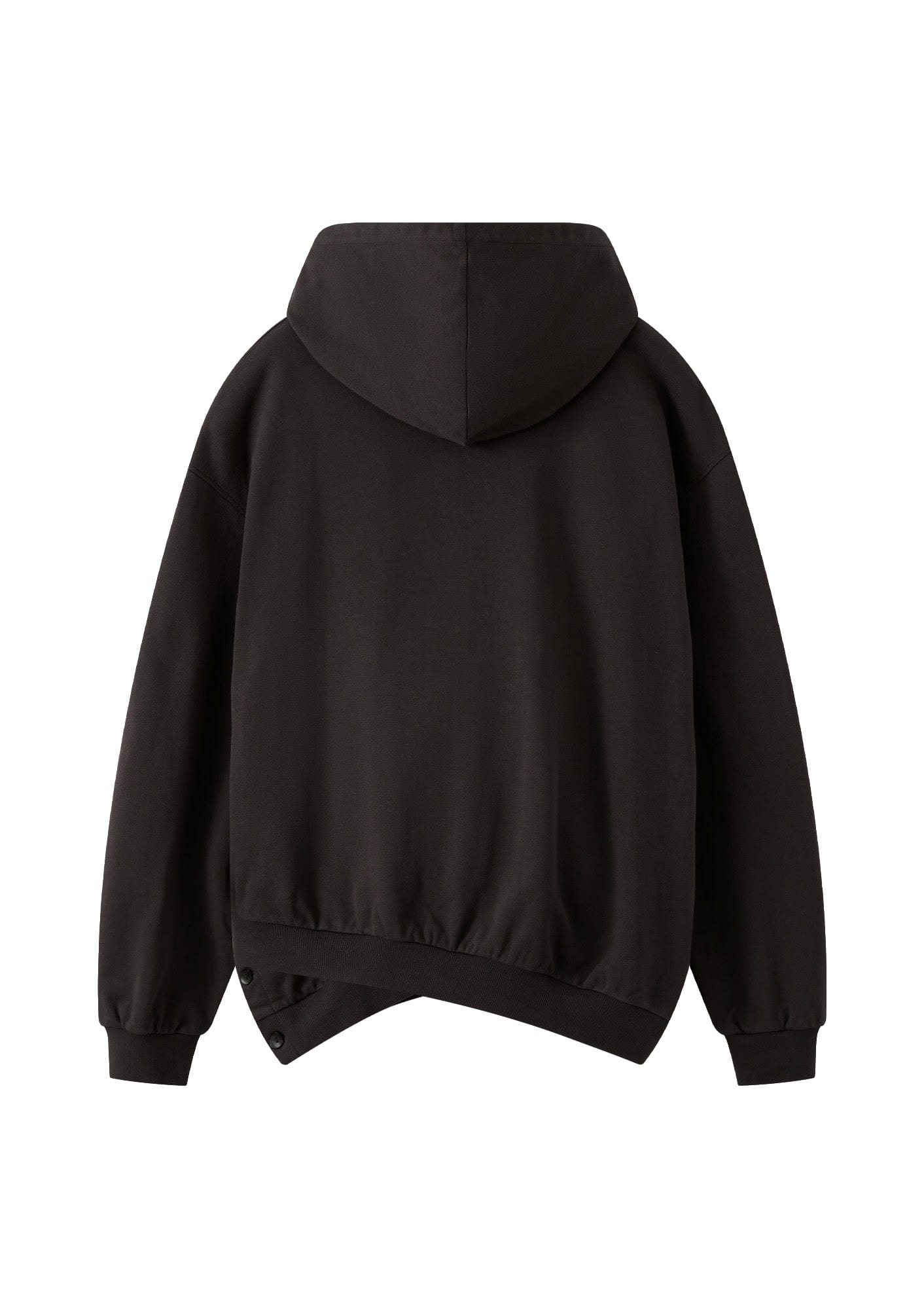 ORGANIC EMOTION Asymmetrical Hem LOGO Embroidered Hoodie
