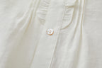 OPICLOTH Retro Pintuck Ruffle Modal Blend Half Shirt