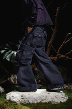 RELABEL Multi-Pocket Oversized Workwear Cargo Pants Dark Gray
