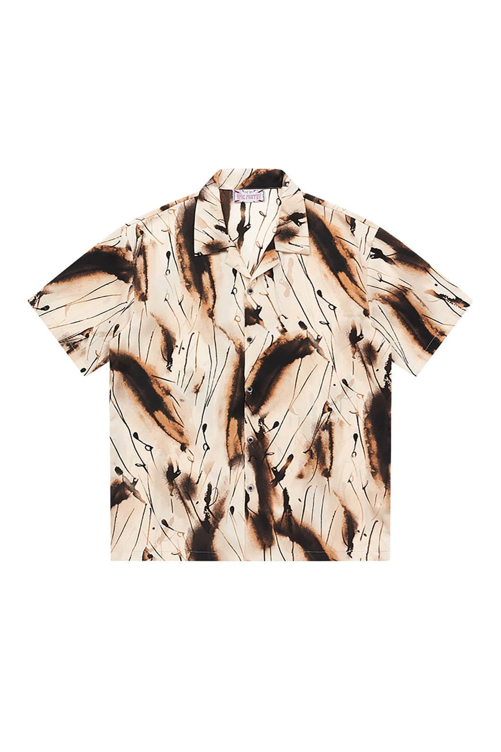 EPIC POETRY Ink Splash Cuban Half Shirt Brown