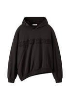 ORGANIC EMOTION Asymmetrical Hem LOGO Embroidered Hoodie