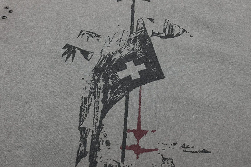 LUUUCAM A Mad Summer Night Dream Distressed Panel T-Shirt