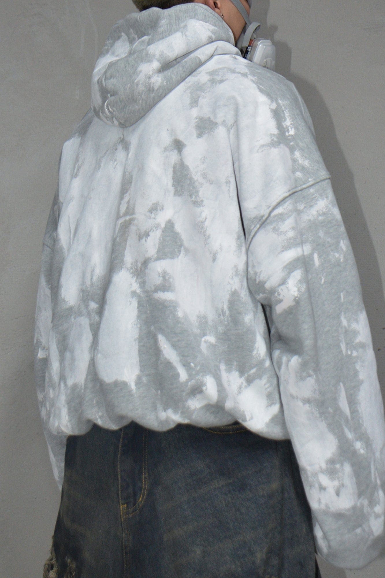 LUUUCAM Brush-Paint Faded Logo Hoodie