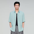 OPICLOTH Retro Pintuck Ruffle Modal Blend Half Shirt