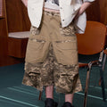 ERROR CODE ROBOT Washed Paneled Frayed-Hem Camo Cargo Shorts
