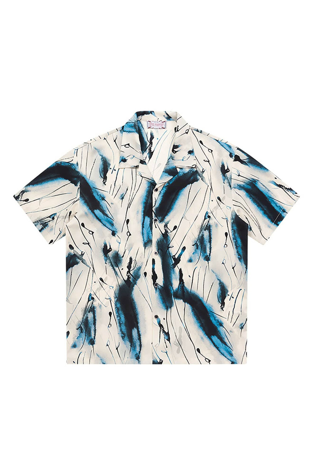 EPIC POETRY Ink Splash Cuban Half Shirt  Blue