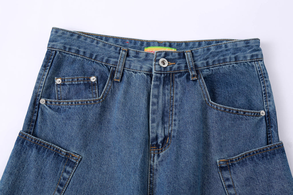 CLP Spliced Big-Pocket Curved Jeans