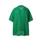 ME DA IGUAL Essential Striped Mesh Button-Up Half Shirt