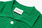 ME DA IGUAL Essential Striped Mesh Button-Up Half Shirt
