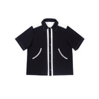 IN EXISTENCE Contrast-Panel Stitch Half Shirt