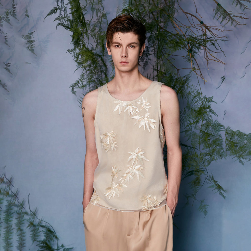 JIECHI Bamboo Embroidered Tank Top