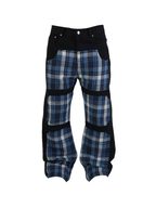 VINKID Plaid Paneled Wide-Leg Jeans