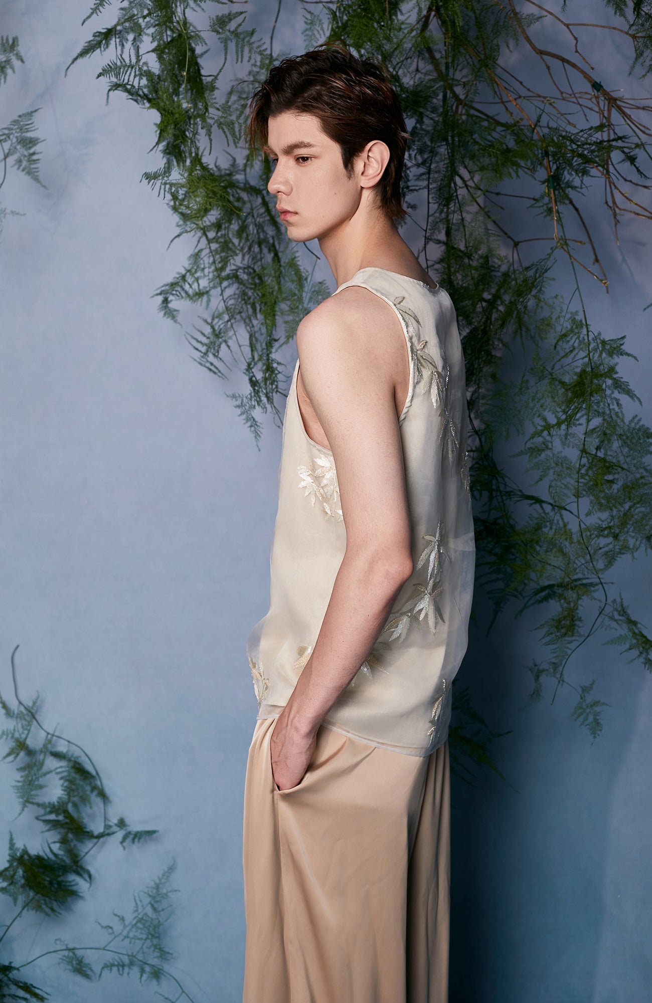 JIECHI Bamboo Embroidered Tank Top