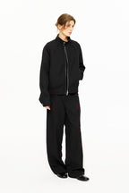 KREATE Floral Insert Slit Straight-Leg Trousers