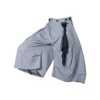 RELABEL Detachable Scarf Grid Pleated Shorts