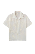 JIECHI Sheer Crane Embroidered Half Shirt