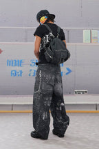 DND4DES Armour Full-Print Diamond Baggy Jeans