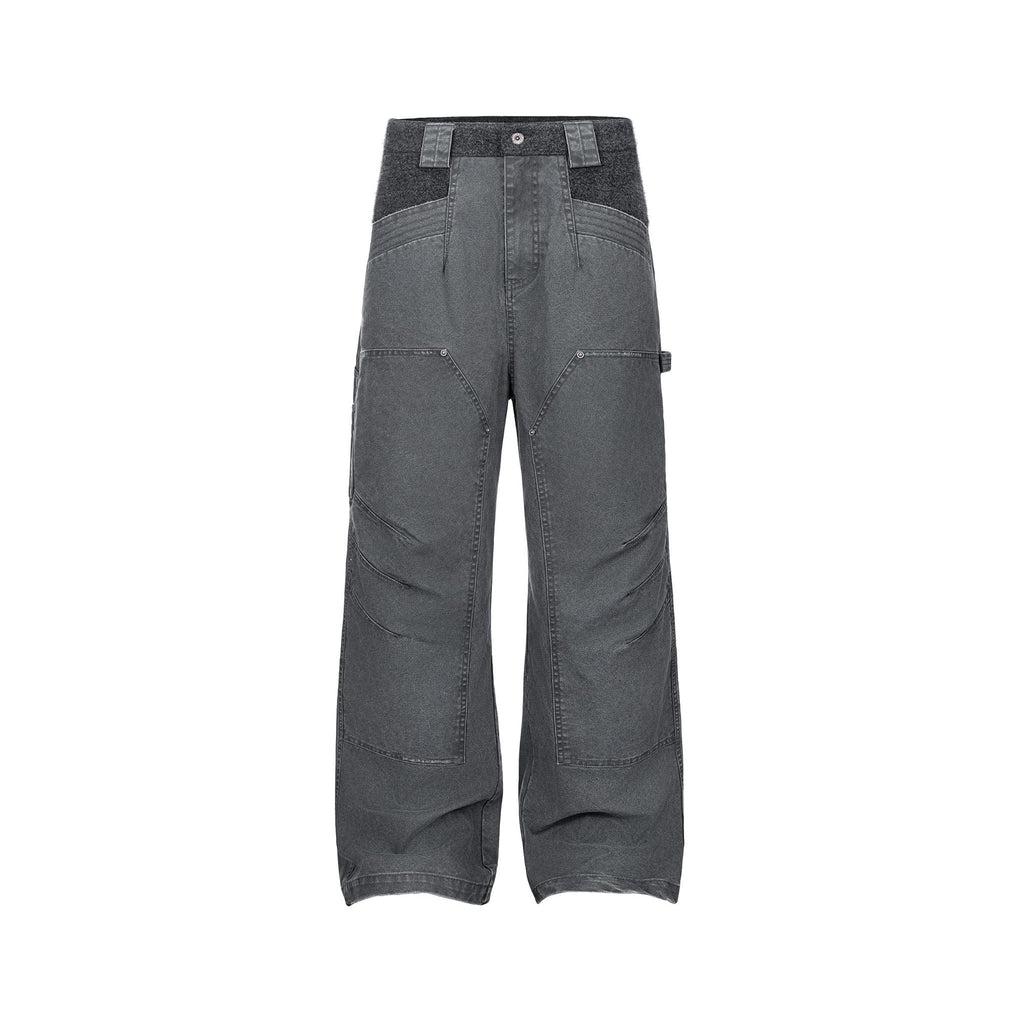 ESAIAS Claw Washed Panel Straight-Leg Pants