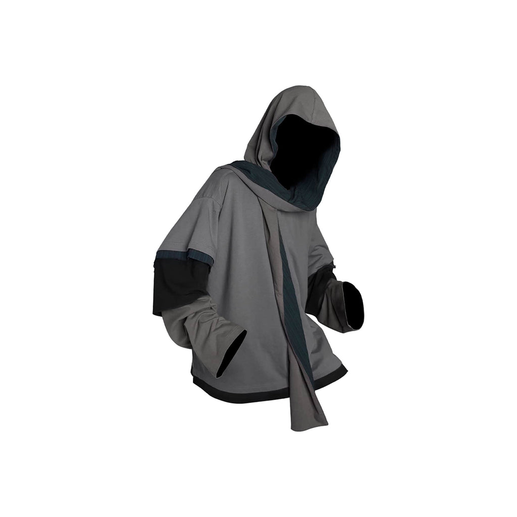 RELABEL Triple-Layer Detachable Striped Hood Long-Sleeve Tee Green